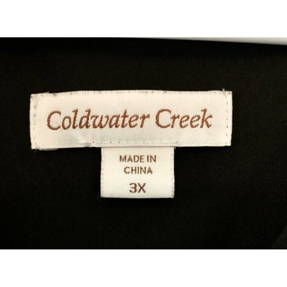 Coldwater Creek Popover Tunic Blouse Black 3/4 Sleeve V-Neck Split Cuff - 3X - Picture 4 of 8